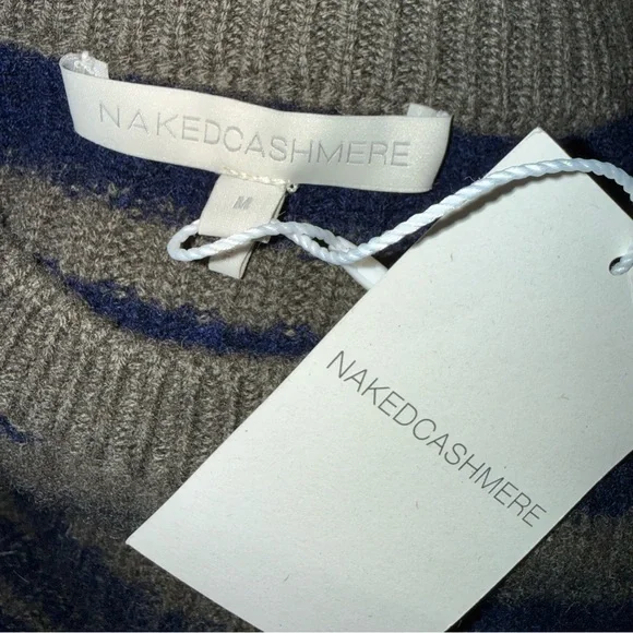 Naked Cashmere Dark Olive Multi Striped Crewneck Knit Sweater NWT Size Medium